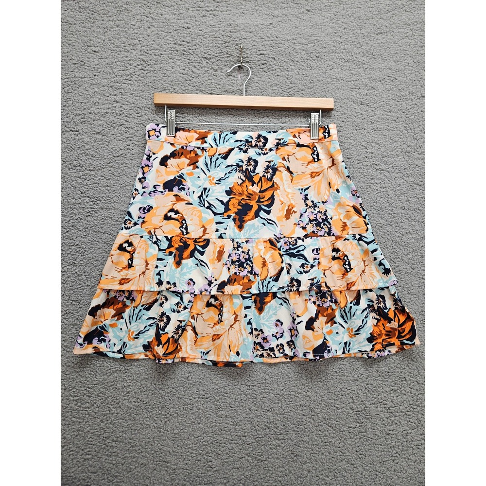 Porridge Mini Skirt Small Multicolor Floral Tiered Ruffle Boho Anthropologie